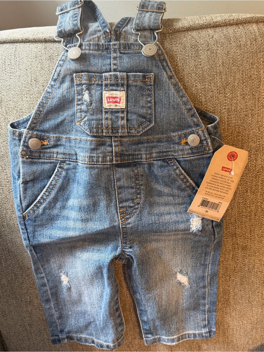 Levi's Kids Blue Denim Overalls shortall 6 month nwt